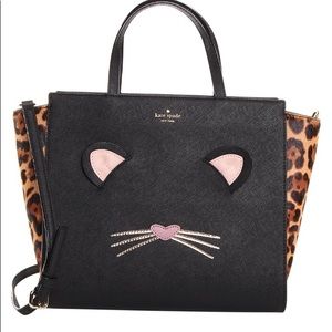 Kate Spade Black Leopard Hayden Run Wild Tote